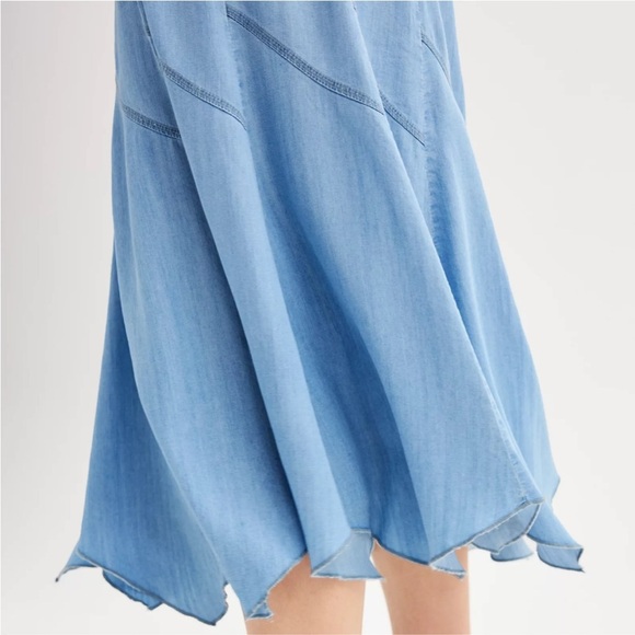 Philosophy Skirt Blue Chambray Sz Med Pull-On Angled A-Line Seamed Rock-A-Billy - Picture 14 of 16